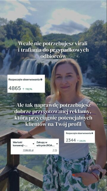 Wiele ekspertek wciąż boi się korzystać z reklam przy rozwijaniu swojego profilu na Instagramie.A ja mówię głośno – bez nich spędzasz setki godzin na tworzeniu treści, których nikt nie widzi.A Twój biznes? Po prostu stoi w miejscu.❌Boisz się przepalenia budżetu?👉 Reklama na follow to jedna z najtańszych form promocji.A jeśli Twój profil jest dobrze przygotowany – nowi obserwatorzy i klienci pojawią się szybciej, niż myślisz.❌Obawiasz się technikaliów?Spokojnie – ustawienie tej reklamy jest banalnie proste, nawet jeśli nigdy wcześniej nie klikałaś w Menedżera Reklam.❌A może myślisz, że to… „kupowanie followersów”?Nieprawda.To sposób, by dotrzeć do osób, które naprawdę potrzebują Twojej pomocy i wreszcie uniezależnić się od algorytmu.Zamiast walczyć o zasięgi – trafiasz do tych, którzy chcą Cię słuchać i kupować od Ciebie.Chcesz, żebym pokazała Ci, jak ustawić taką reklamę krok po kroku?💬 Skomentuj FOLLOW, a podeślę Ci szczegóły.