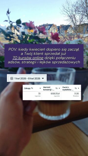 Nie wszystko musi zatrzymywać się na Święta! 🐣
Jeśli masz dobrze poukładane reklamy, strategię i lejek - sprzedaż po prostu dzieje się bez Twojej obecności online.
Pytanie tylko, czy chcesz dalej czekać… czy w końcu to wdrożyć u siebie? 👇